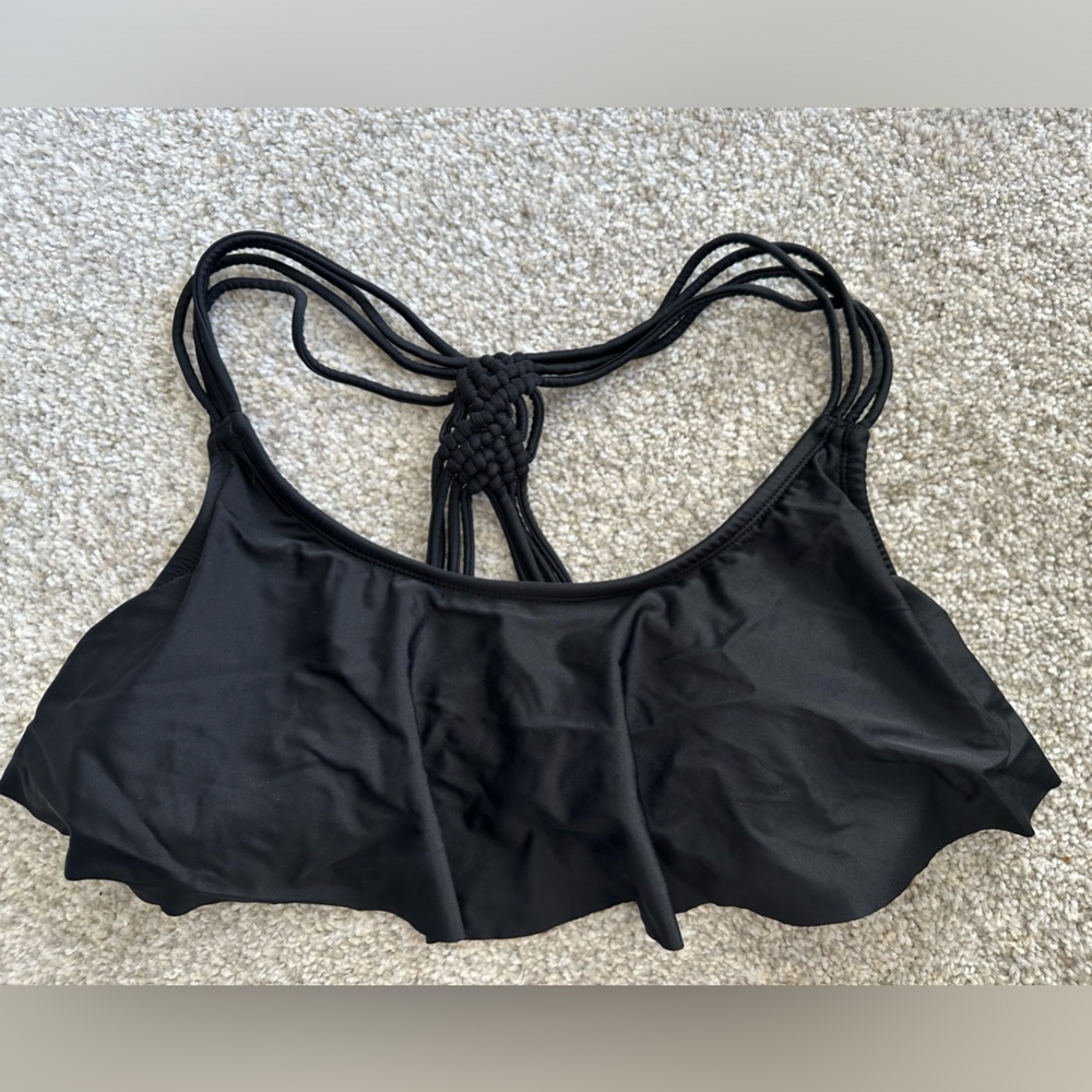 Women’s Xhilaration Black‎ Ruffle Swim Top